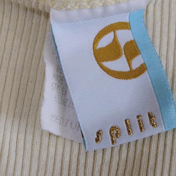 Split Pastel Yellow Ribbed Rhinestone Tank Top - Picture 6 of 7